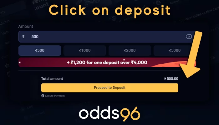 Odds96 पर टॉप अप प्रक्रिया को पूरा करना