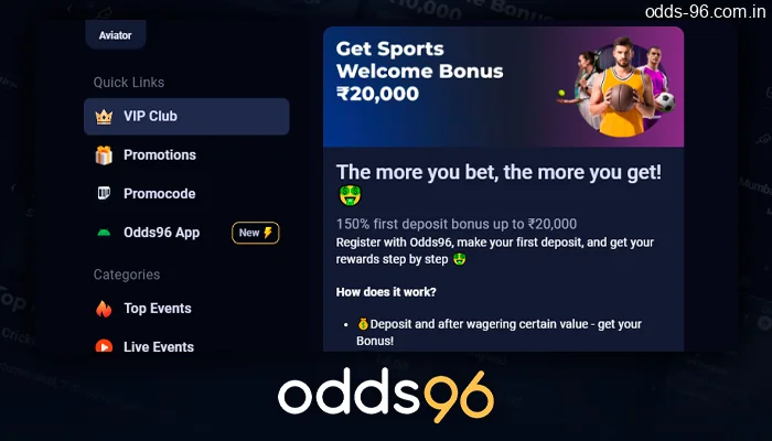 Conditions of wagering sports bonus to deposit on the site Odds96