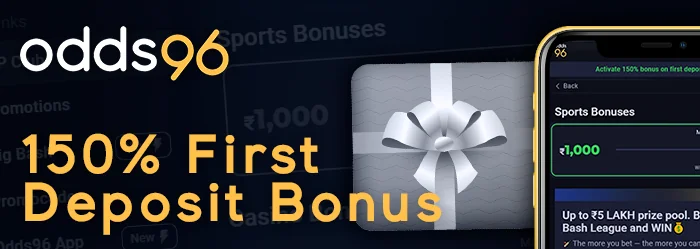 150% 1st deposit bonus for Odds96 app sports