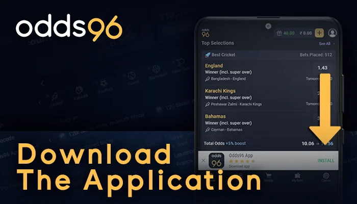 Downloading the Odds96 mobile app on mobile devices