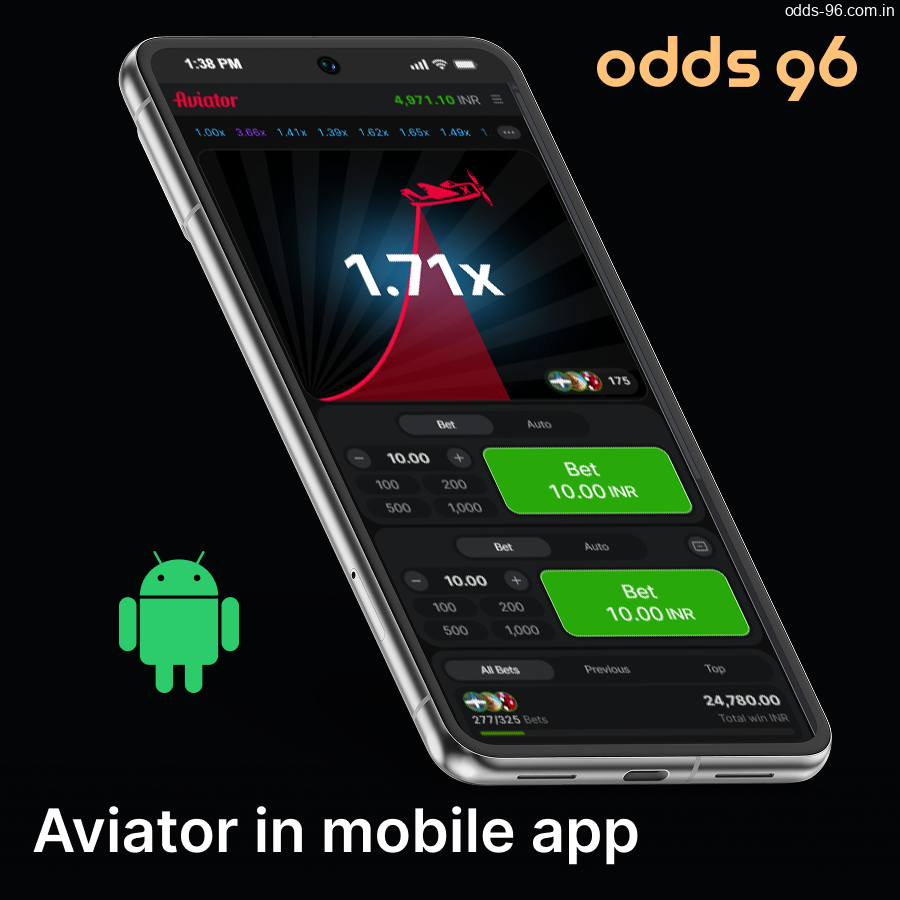 The Aviator game is available on the Odds96 mobile app