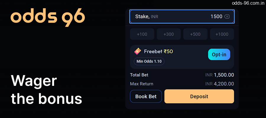 Wager your bonus at Odds96