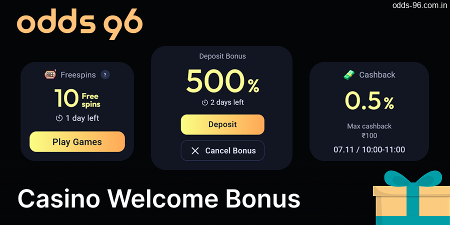 Odds96 casino welcome bonus