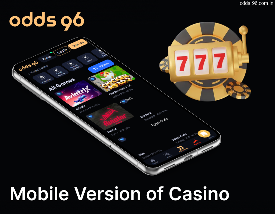 The Odds96 casino mobile app