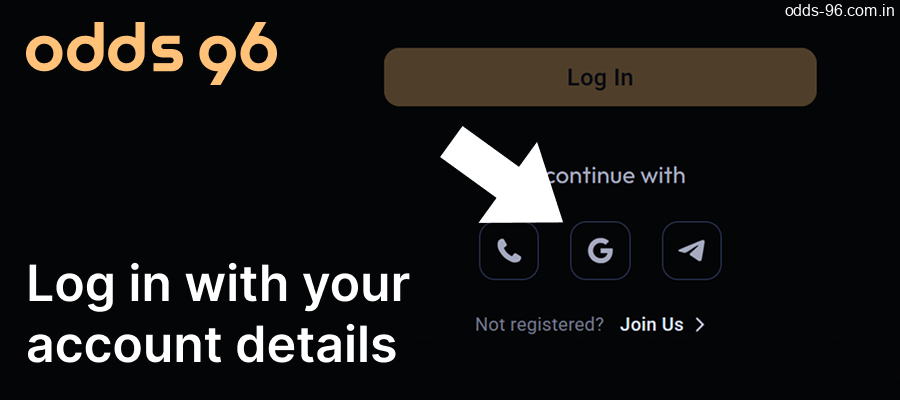 Log in to your Odds96 account