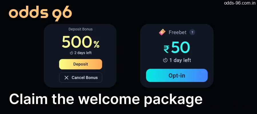 Claim your Odds96 welcome package
