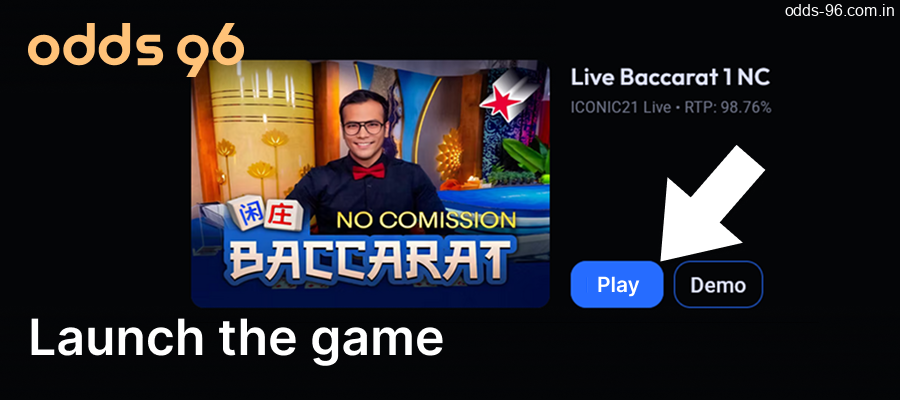 Start playing the game on the Odds96 website