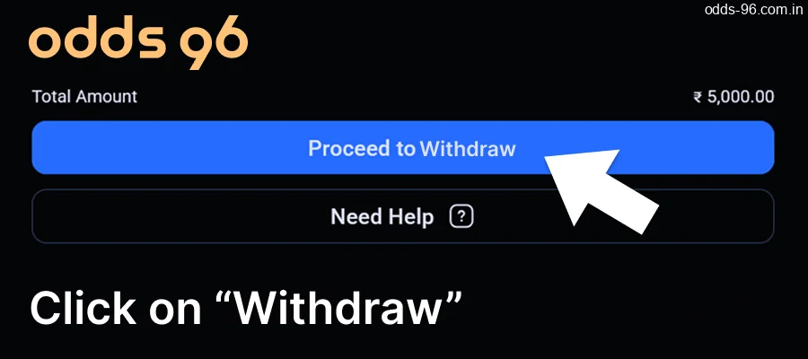 Complete the transaction at Odds96 by clicking on "Withdraw".