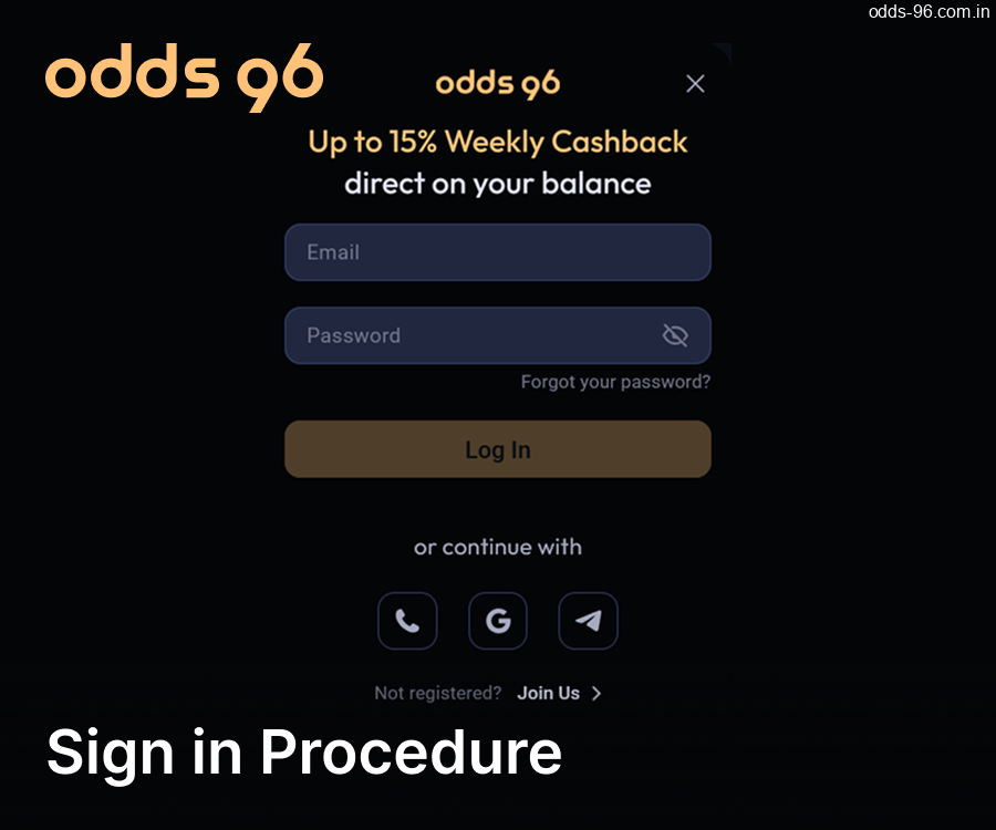 Odds96 sign-in process