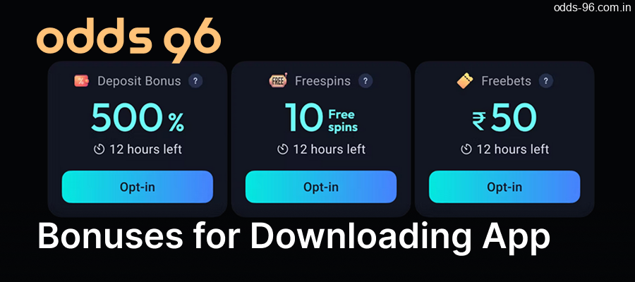 Receive bonuses for downloading the Odds96 APK to your Android device