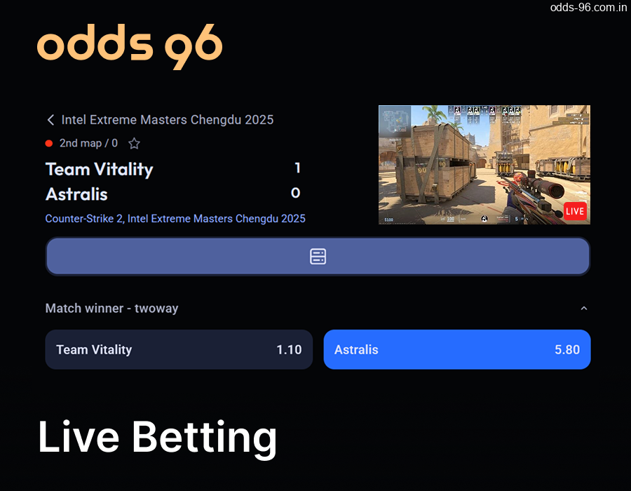 Live betting on eSports at Odds96