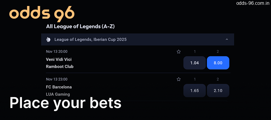 Place your bets at Odds96