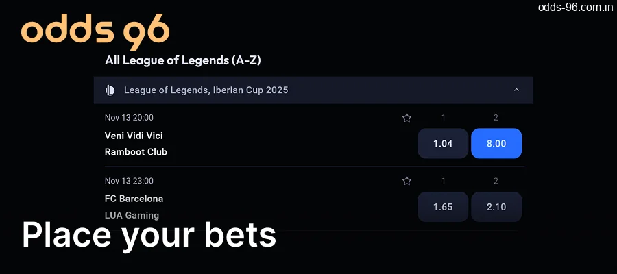 Place your bets at Odds96