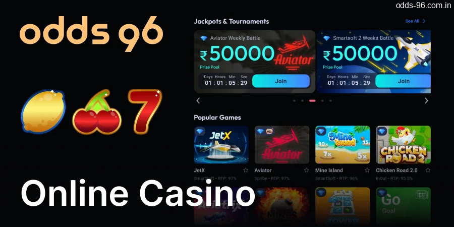 Online Casino on the Odds96 website