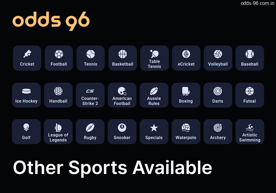 The Odds96 official website offers a variety of sports for betting