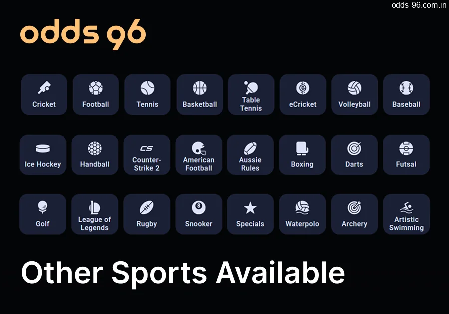 The Odds96 official website offers a variety of sports for betting