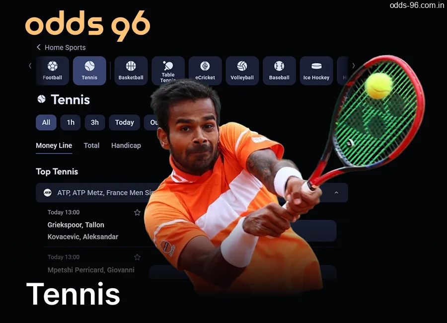 Betting on Tennis is available on the Odds96 website