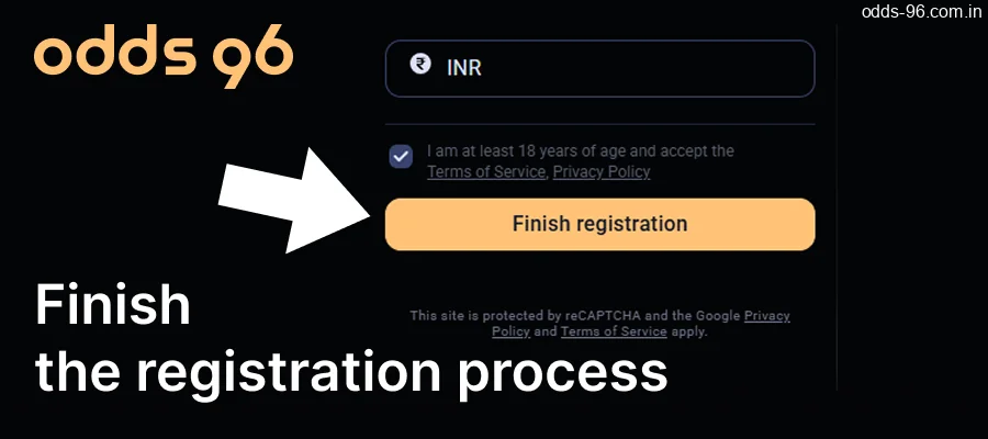 Click the green "Join Us" button to finish the process at Odds96