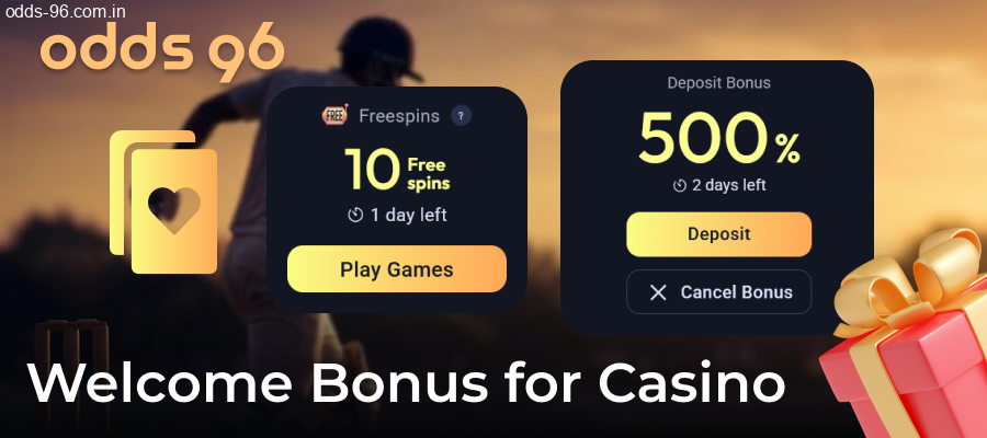 Odds96 casino welcome package up to 100000 INR
