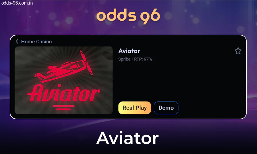 Aviator crash game multiplier at Odds96 India