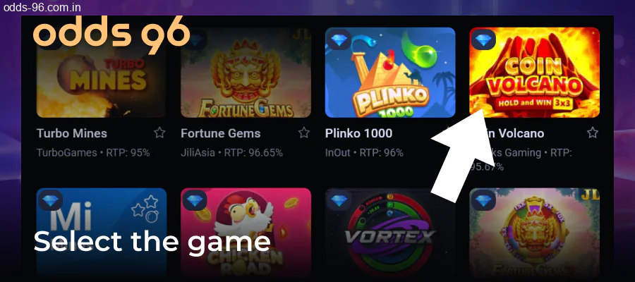 Choosing games in Odds96 lobby