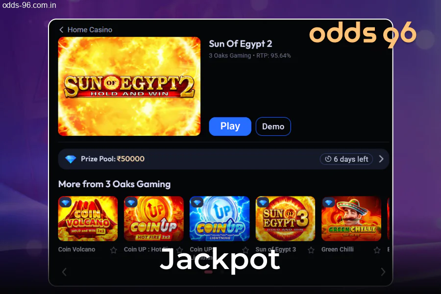 Odds96 Casino jackpot games and big prize pools