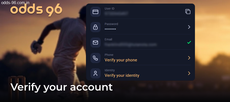 Uploading ID for Odds96 profile verification