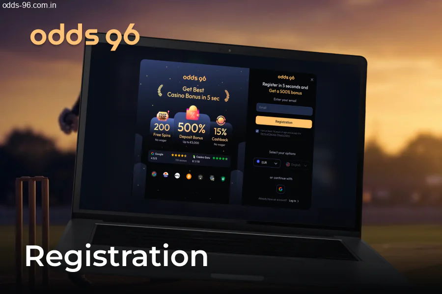 Odds96 account registration and verification in India