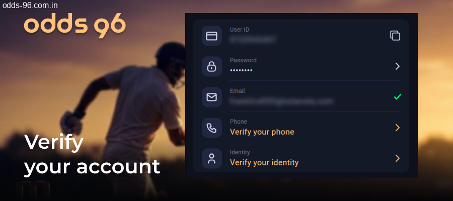 Confirming new Odds96 player account profile