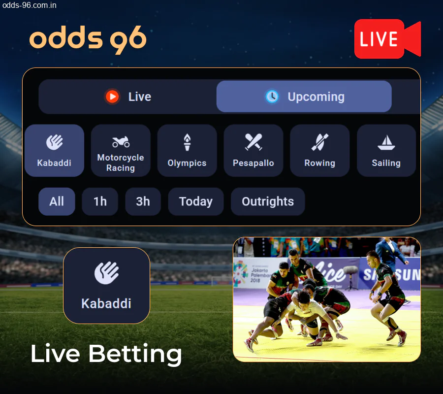 Odds96 live Kabaddi wagering with real time odds
