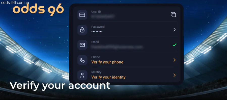 Verifying Odds96 user profile identity