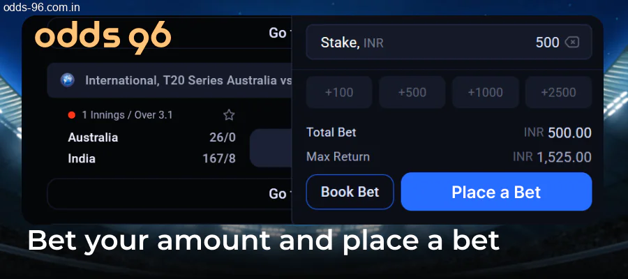 Placing Kabaddi bet at Odds96