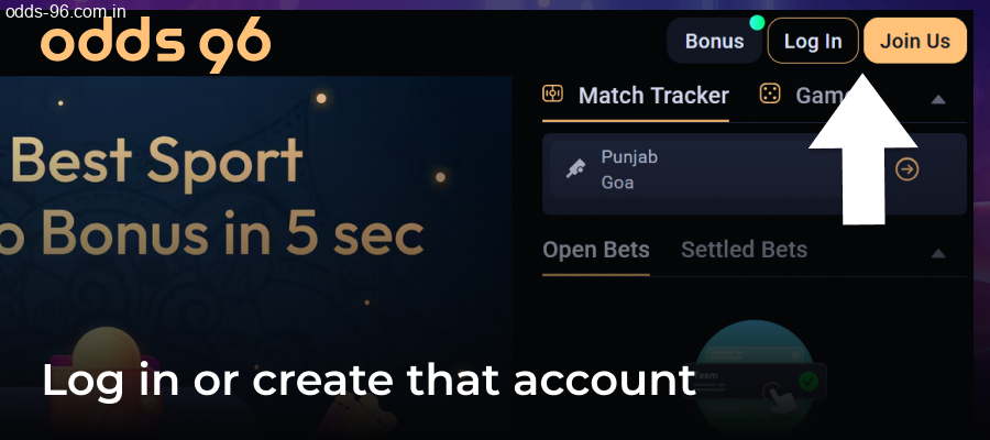 Logging into your Odds96 account
