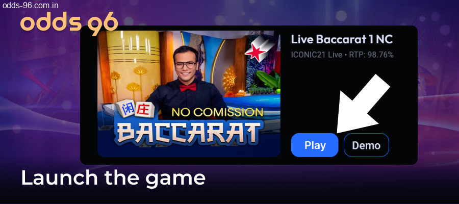 Launching game at Odds96 live casino