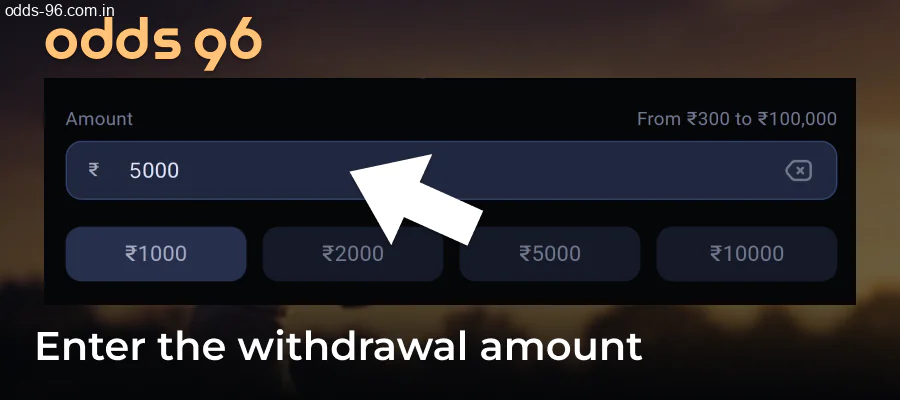 Filling Odds96 payout detail form