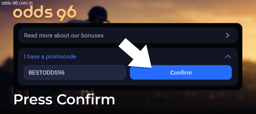 Confirming bonus activation on Odds96
