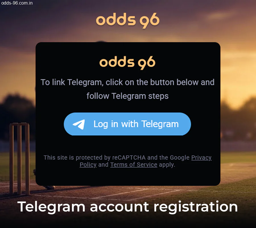 Odds96 registration using Facebook or Telegram accounts