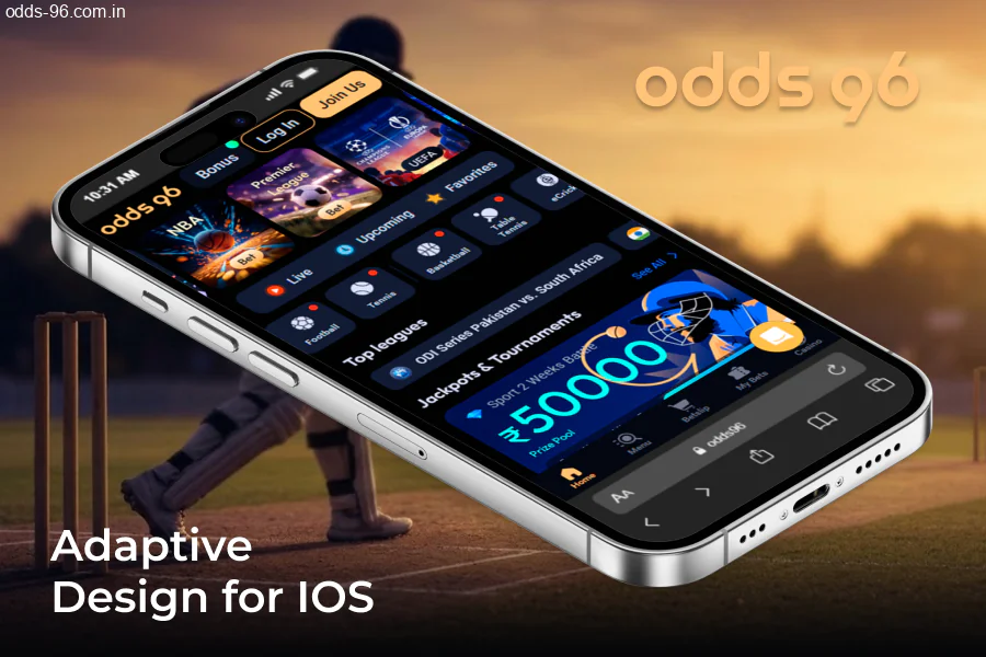 Adaptive Odds96 browser interface for iPhone users
