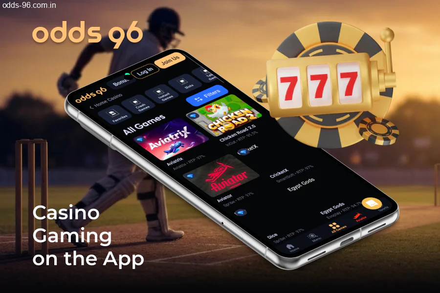 Casino slots and live dealers in Odds96