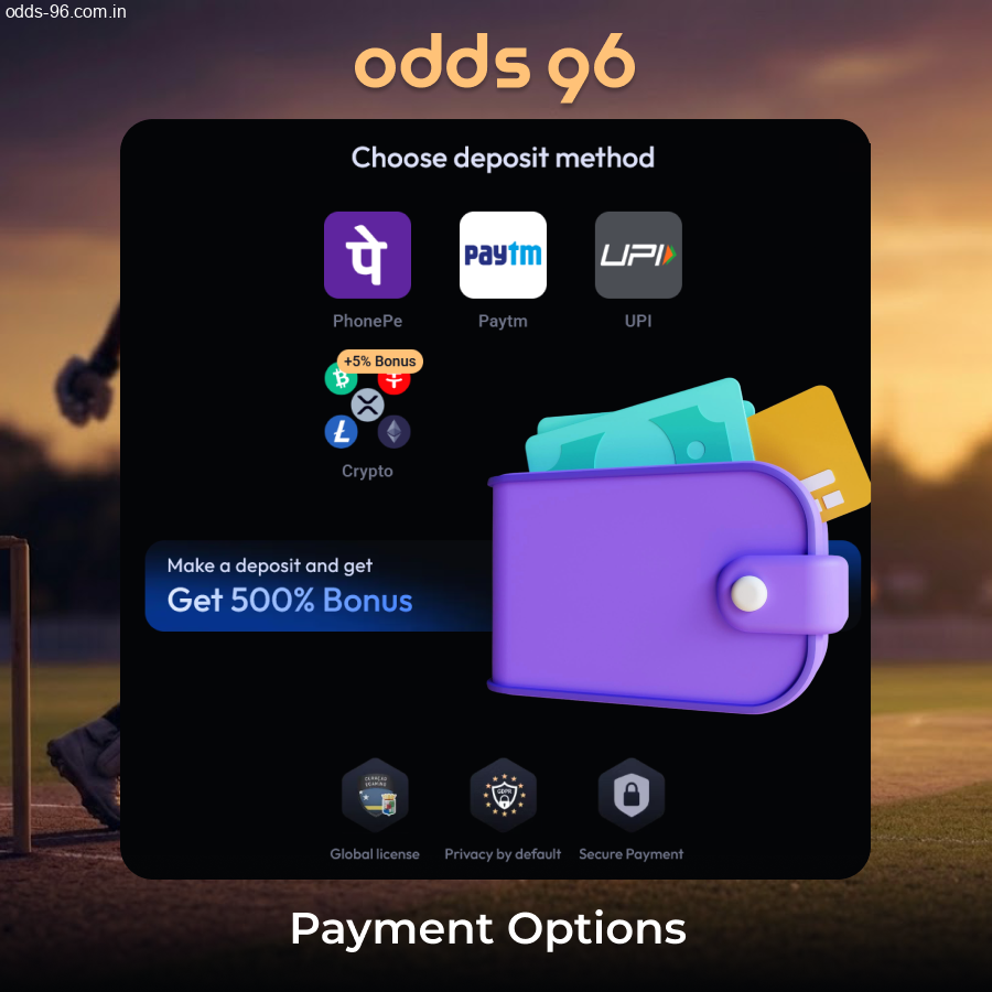Secure payment methods in the Odds96 app