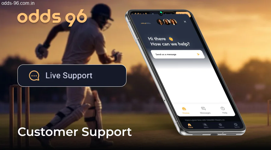 Customer support and guidance in Odds96 app