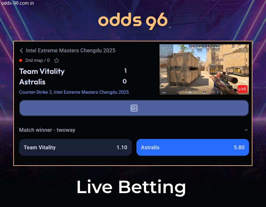 Live eSports betting during intense Odds96 matches