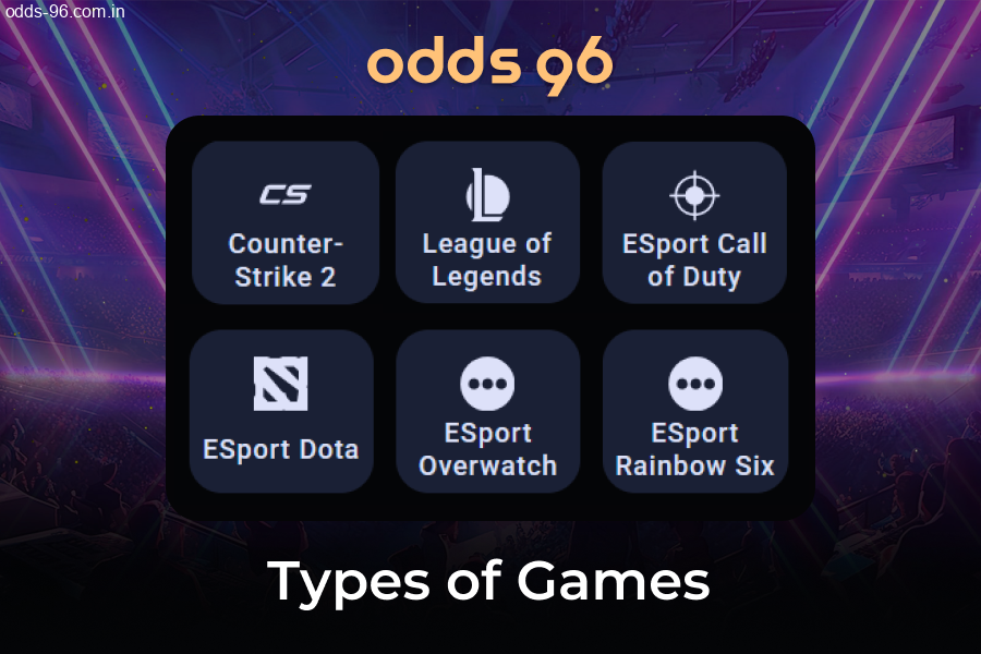 Popular video game titles for Odds96 betting