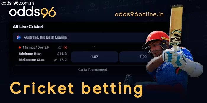 Betting on cricket matches at bookmaker Odds96