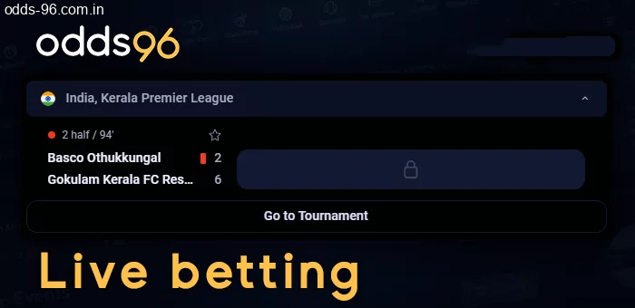 Live betting on sports matches at Odds96