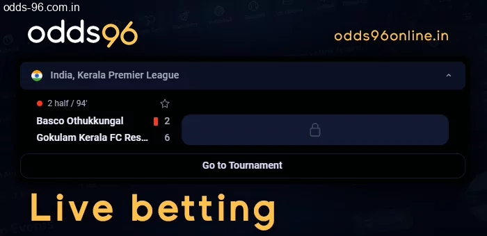 Live betting on sports matches at Odds96